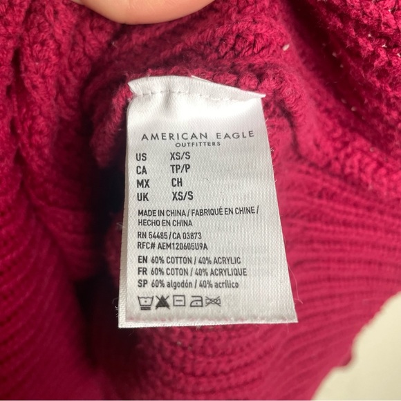 American Eagle Hot Pink Knitted Turtleneck Sweater Size XS/S - Picture 5 of 7
